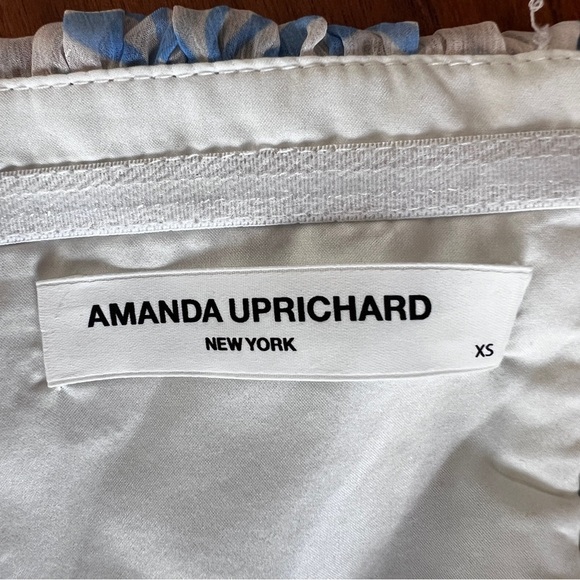 Amanda Uprichard Venezia blue & cream off shoulder midi dress size XS - Picture 8 of 13